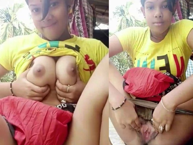 Young Desi girl fingering hairy pussy in nude